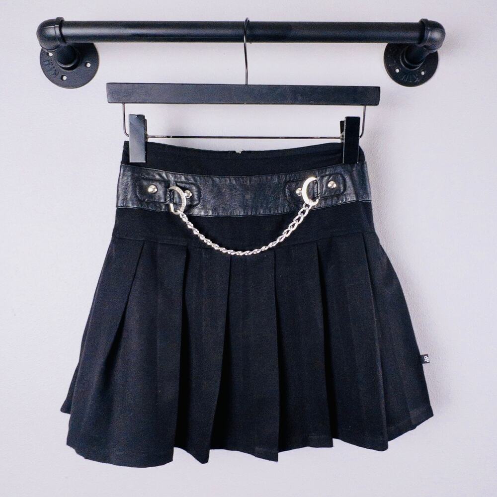 Royal Bones Black Mall Goth Pleated Mini Skirt Chain Punk Grunge Y2K Alt M